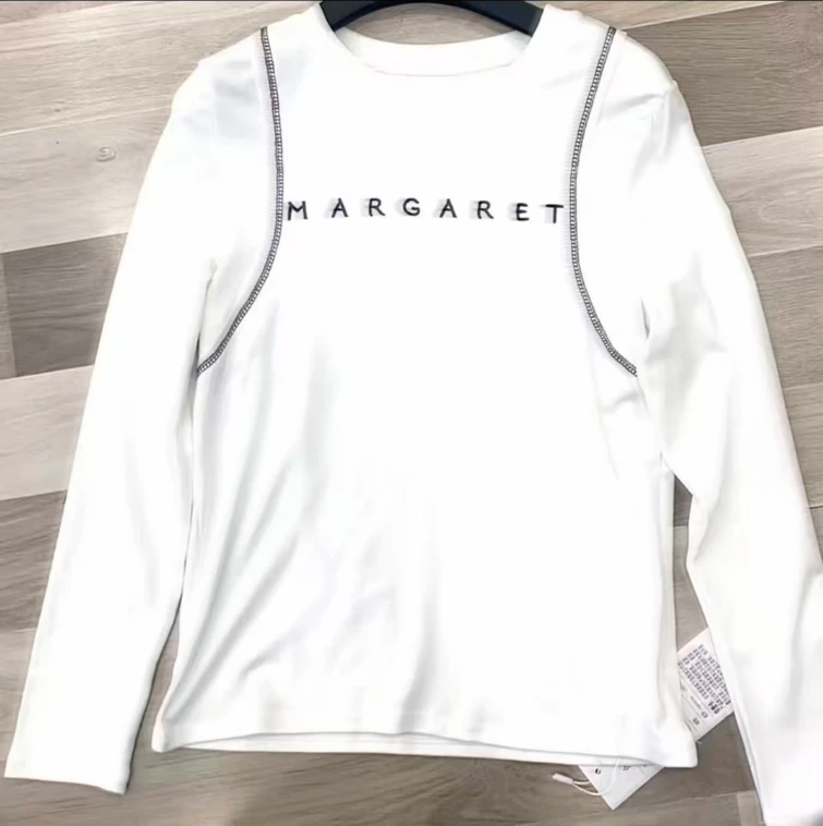 女士拼色肩线圆领长袖T恤6287-A964