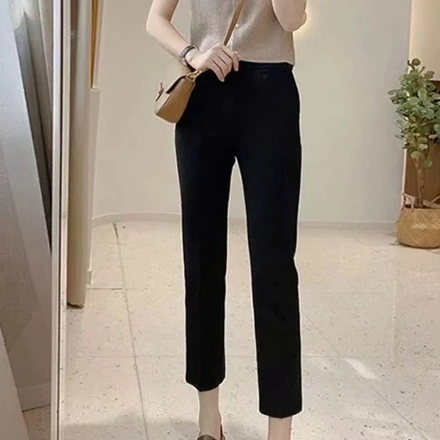 松紧腰百搭显瘦直筒裤1186