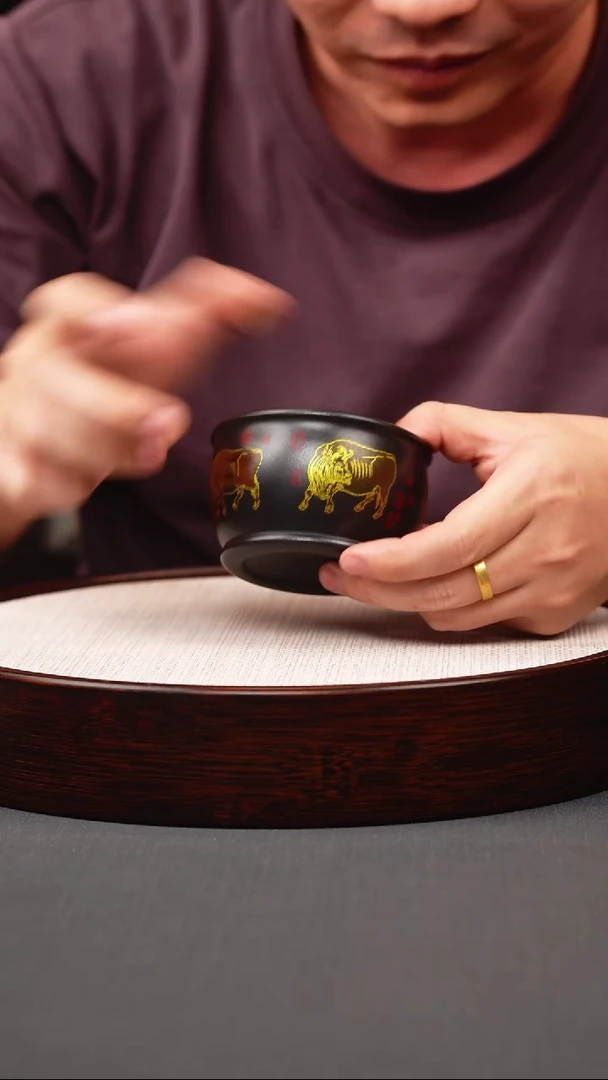 茶壶紫砂石黄五牛主人杯