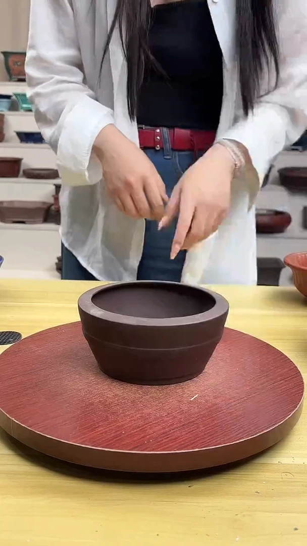 紫砂花盆浅草紫砂花盆微瑕