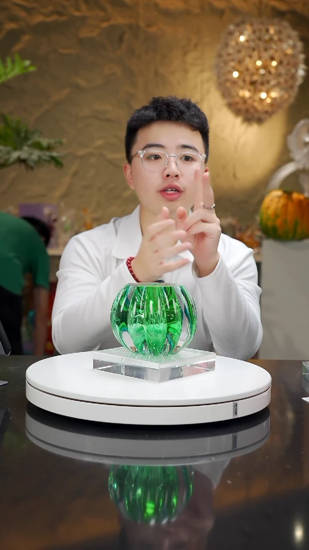 琉璃手工艺品祖母绿宝石蓝南瓜香薰瓶