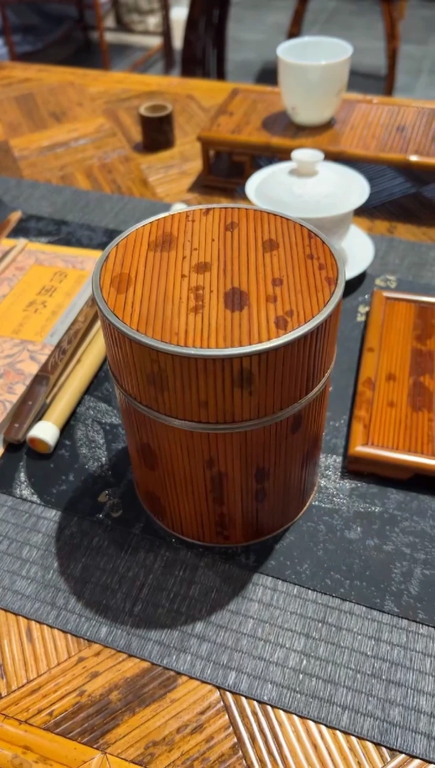 扇子湘妃竹茶叶罐