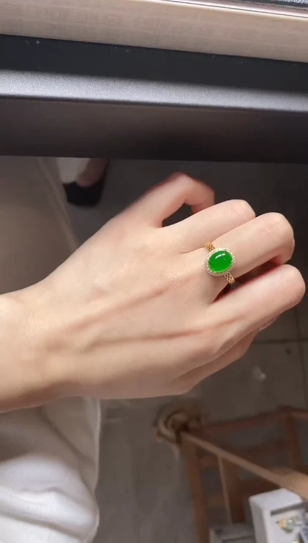 翡翠戒指银S925镶嵌51151