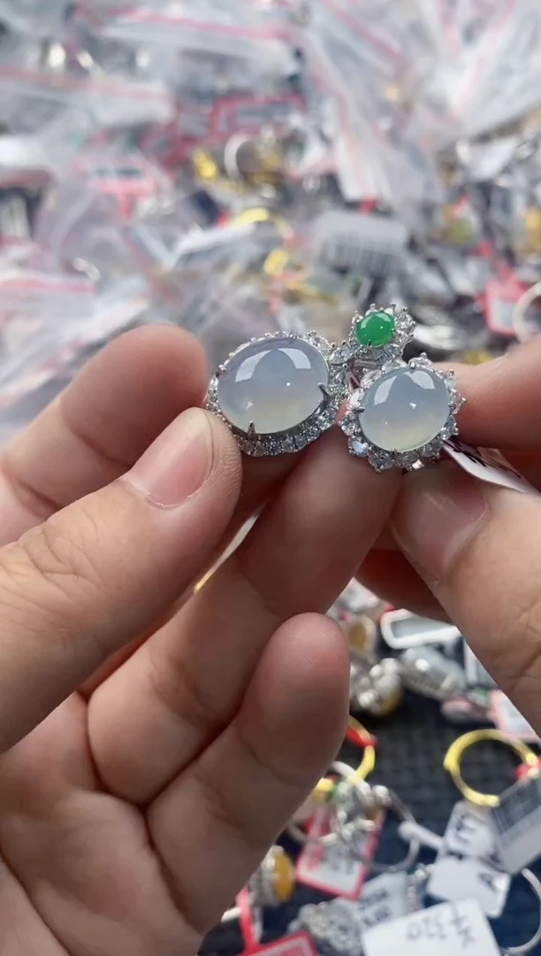 银S925镶嵌戒指翡翠555   1