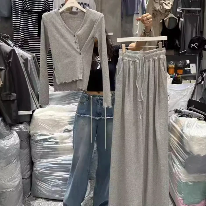 静~2025春夏新款韩国东大门上衣+裤子飞边套装宽松显瘦~