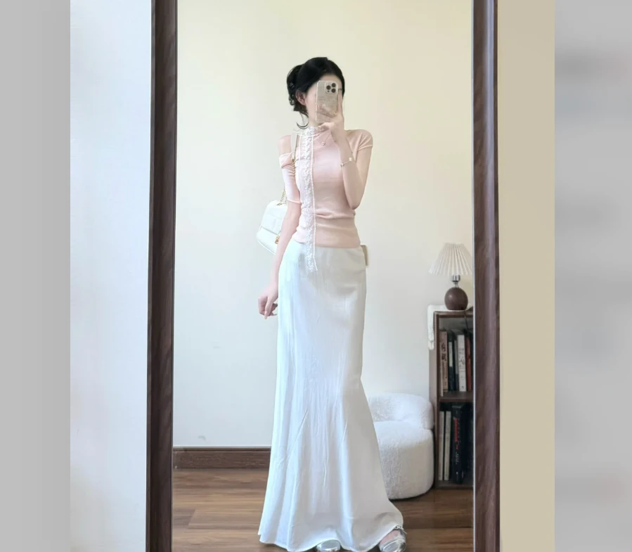 轻熟风高级感穿搭半身裙女2025新款夏季气质裙子两件套装高腰长裙