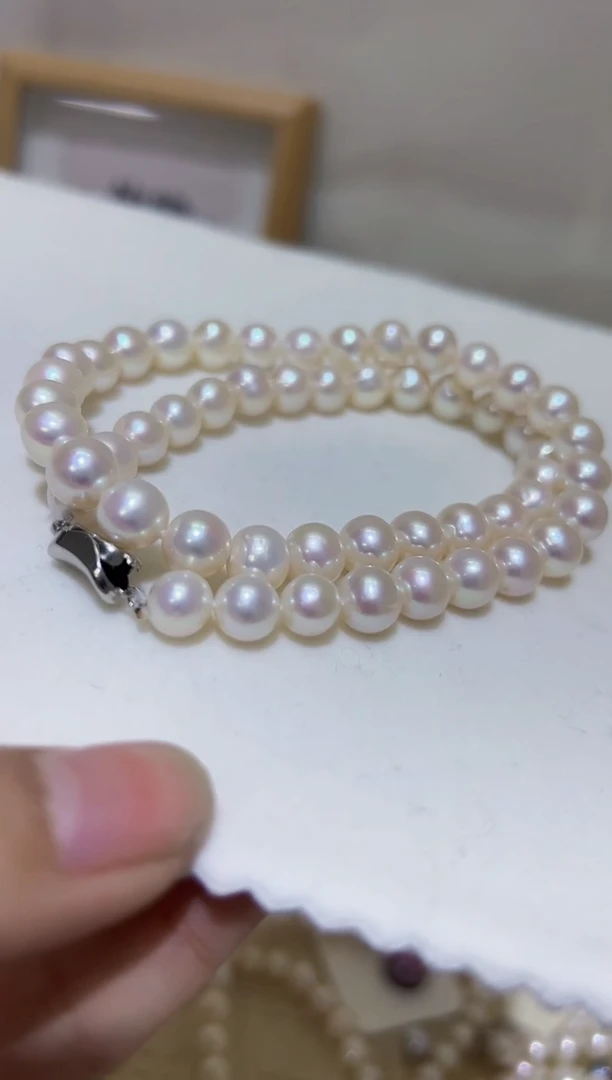 【闪购商品】淡水珍珠项链银S925镶嵌4淡水无核7.5-9珍珠599