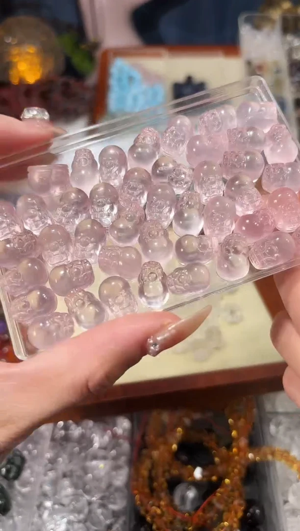 【闪购商品】水晶手串未镶嵌特级粉水晶貔貅一个宽卡9-10