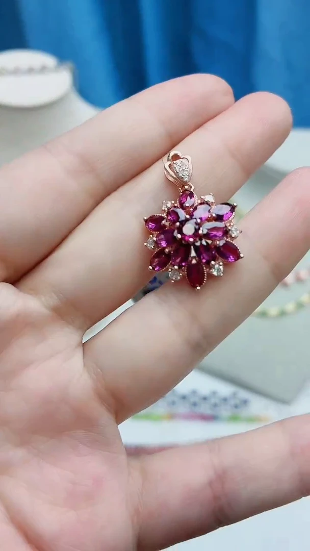 银S925镶嵌吊坠石榴石387ZB1113产品一个（多样性）