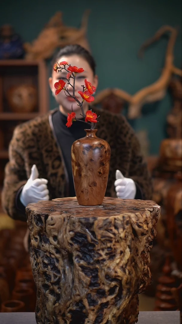 【闪购商品】枣木雷击枣木梅瓶