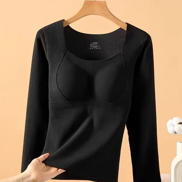 【宠粉浮力】保暖内衣女士带胸垫免穿文胸秋裤冬季秋衣上衣A46199