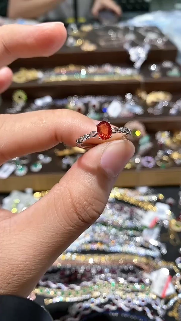 【闪购商品】蓝宝石戒指银S925镀金镶嵌戒指