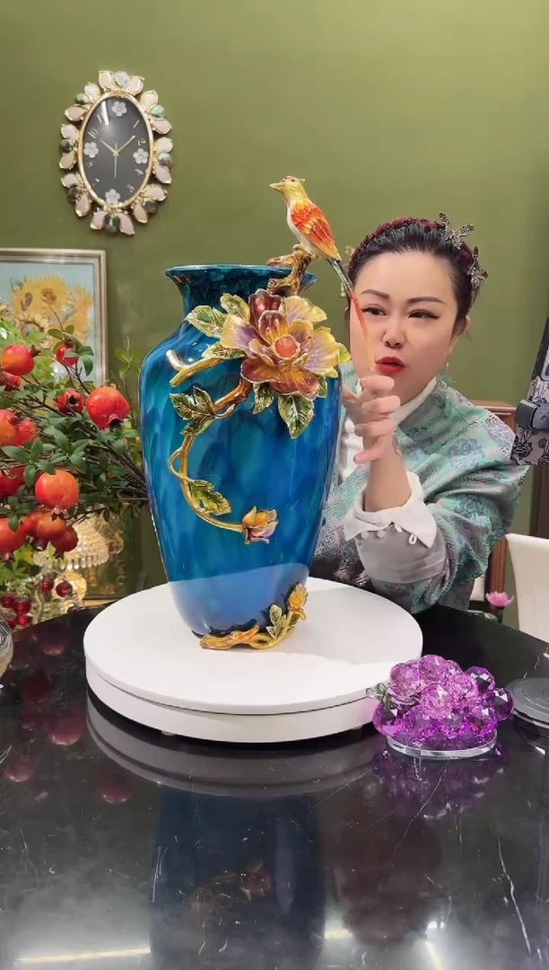 琉璃珐琅彩 花瓶 喜上眉梢