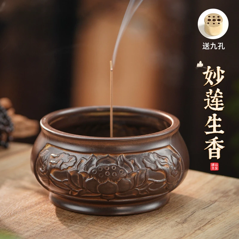 檀香香炉家用室内熏香宣德炉供奉插香线香炉特大号沉香香薰炉摆件