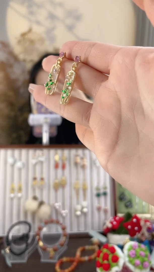 铜合金925银无2-6 窗中兰耳钉