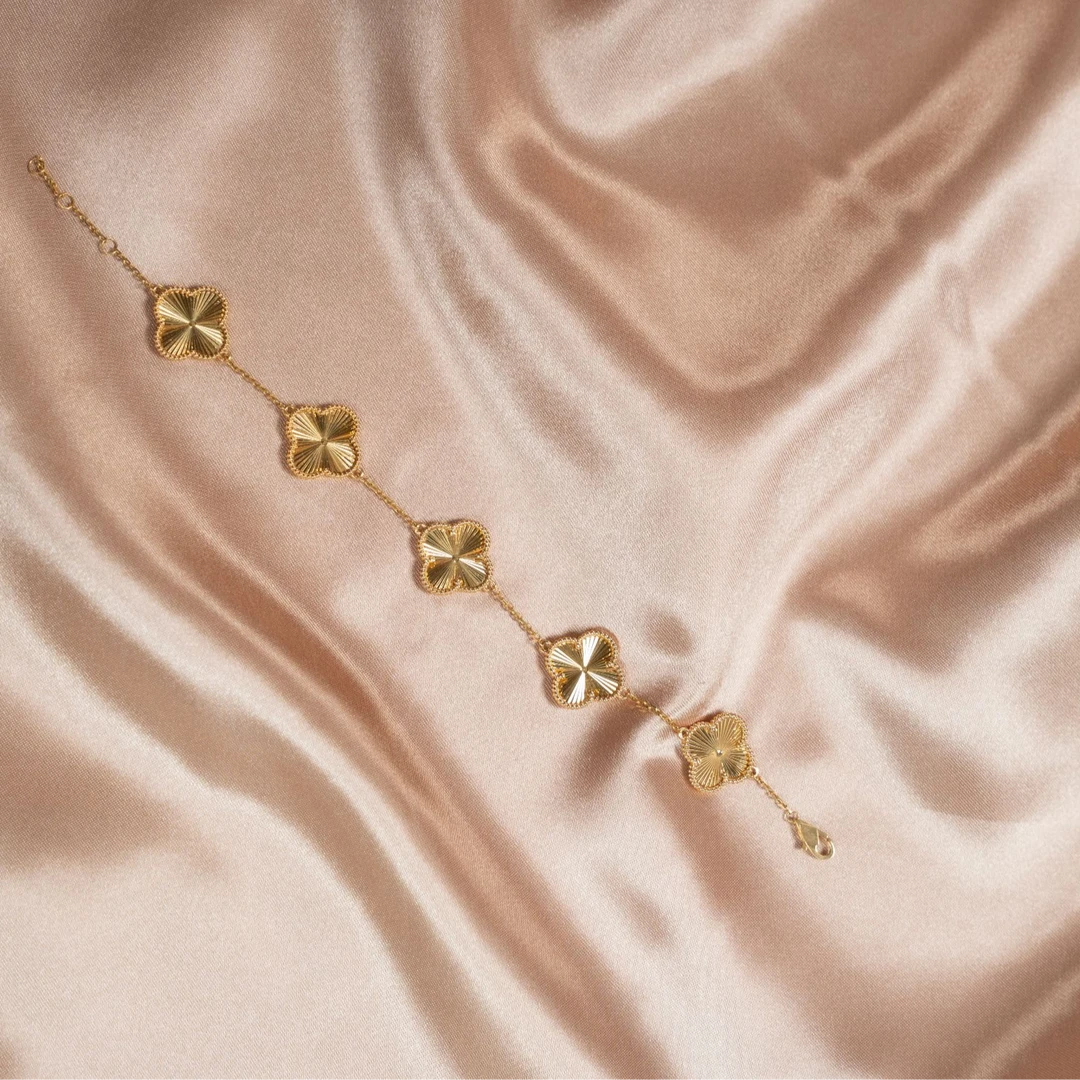 18K金镭射  五花手链15mm 奢华低调美丽大气 百搭