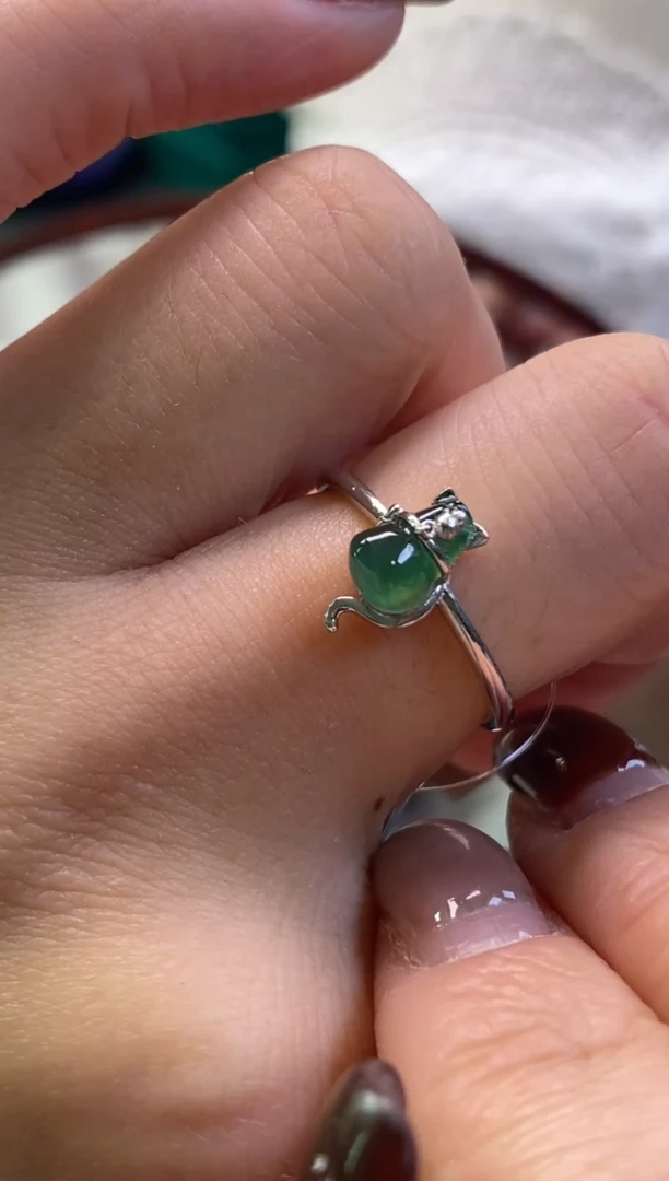 颈饰银S925镶嵌翡翠净货16893