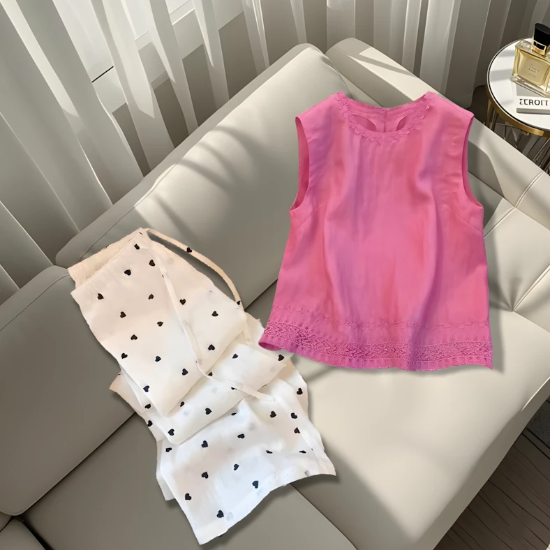 今年流行新中式风无袖背心长裤两件时尚套装女夏季新搭配一整套装