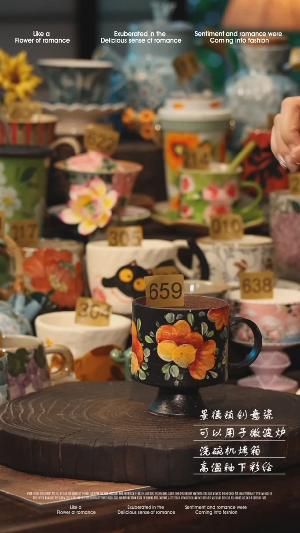 陶瓷659景德镇高温釉下彩手工手绘款式