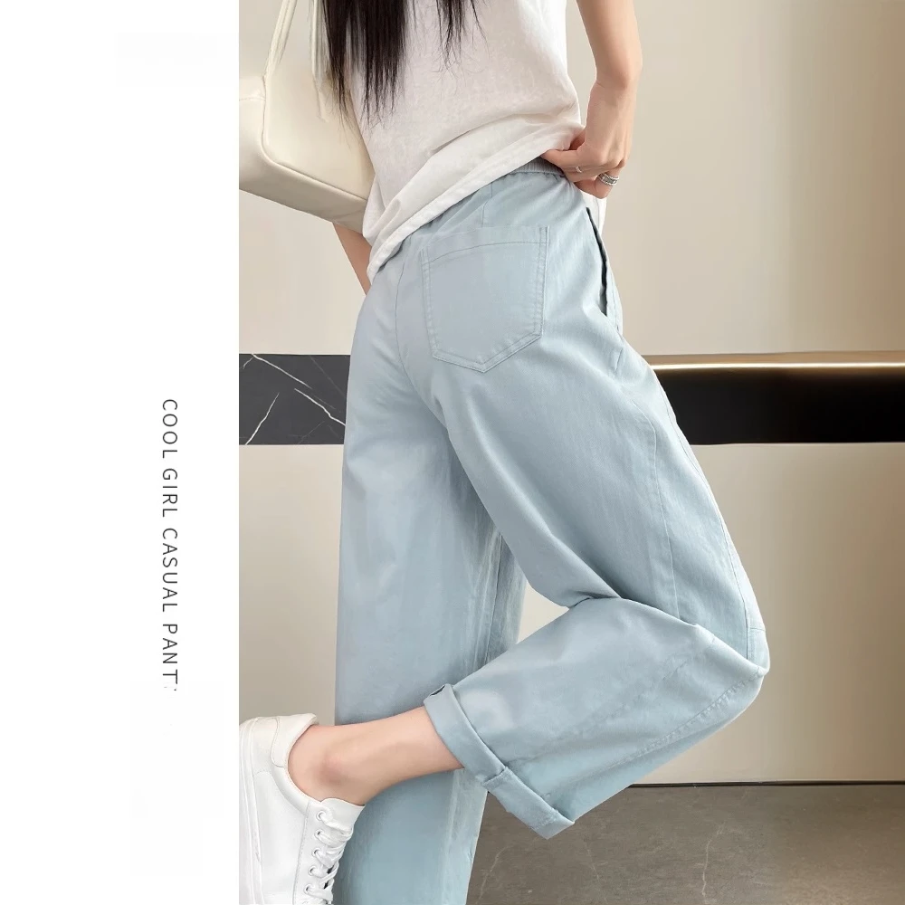 速干运动裤女夏季薄款宽松小个子冰丝九分老爹哈伦萝卜裤休闲阔腿