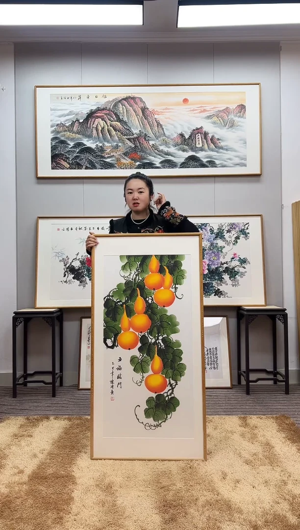 国画手绘葫芦122*62尺寸