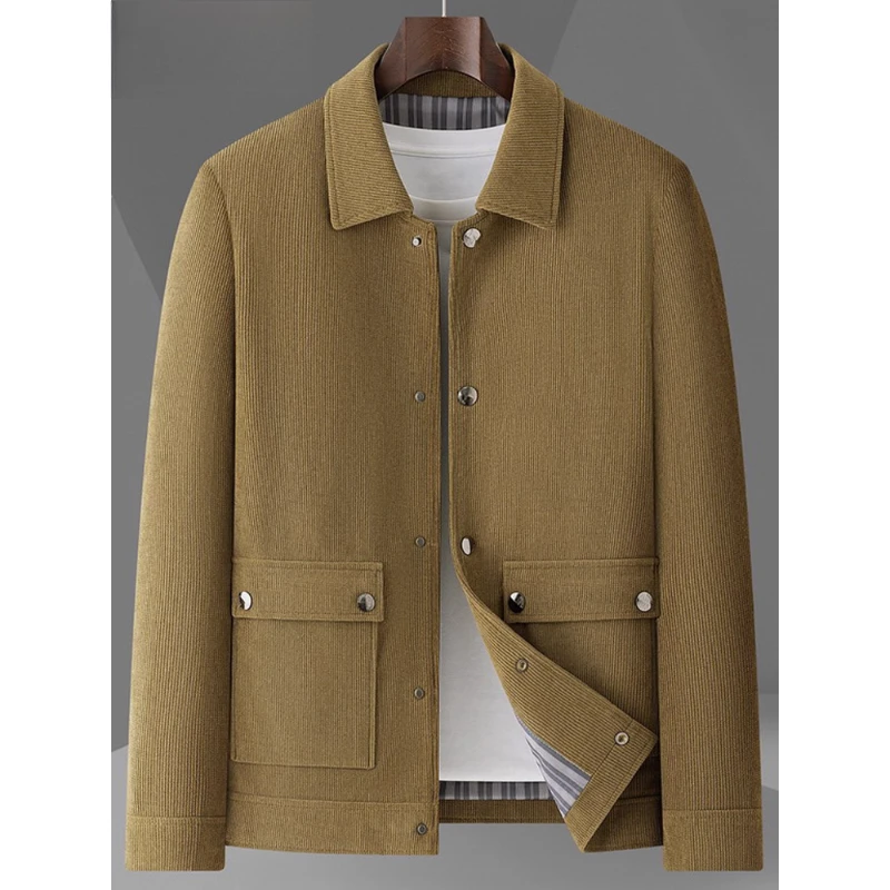 男士外套翻领春秋季新款加肥加大码中年宽松上衣胖子高端休闲夹克
