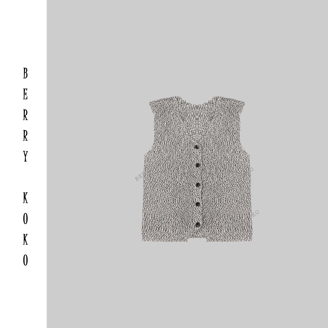 【MISSKO】早秋显瘦复古凉感混色亚麻开衫针织马甲百搭马甲女J12