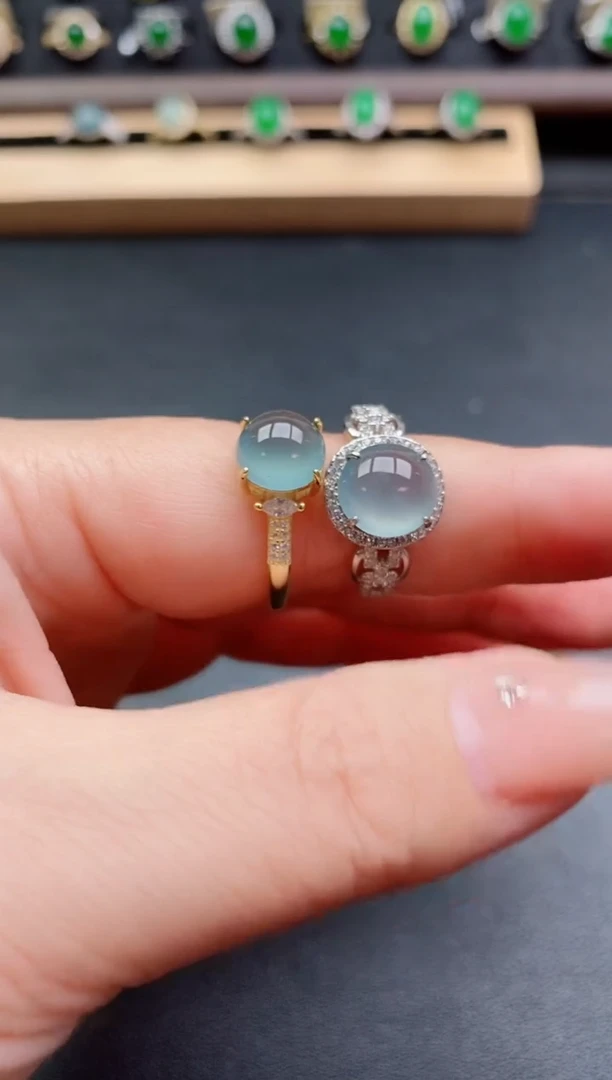 银S925镶嵌戒指翡翠1