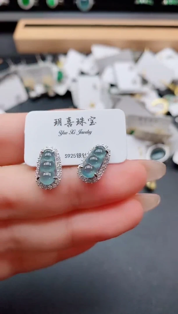 银S925镶嵌戒指翡翠1