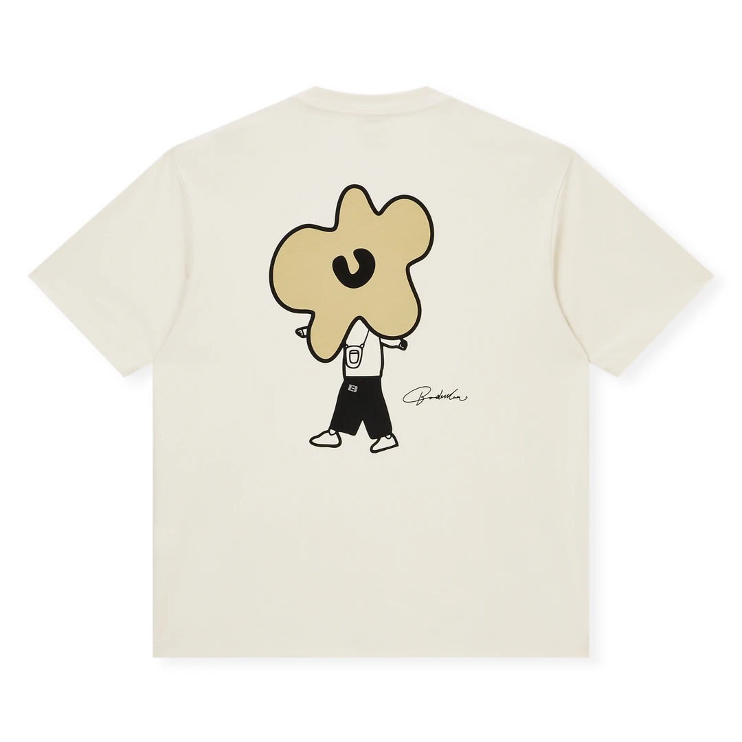 BONELESS发泡花朵卡通人物印花短袖T恤