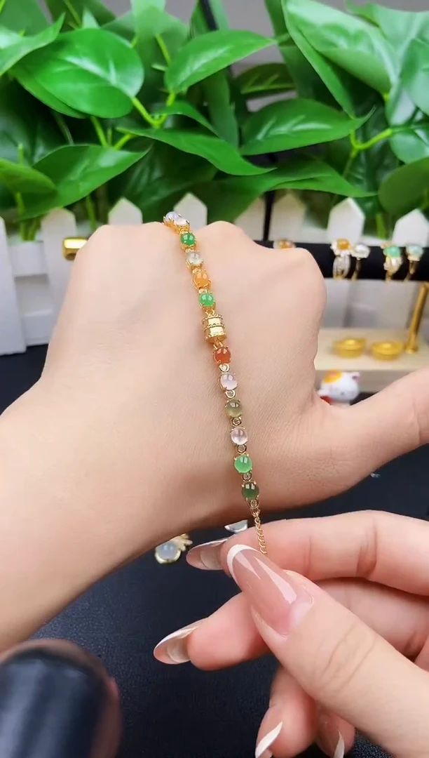银S925镶嵌手链翡翠12