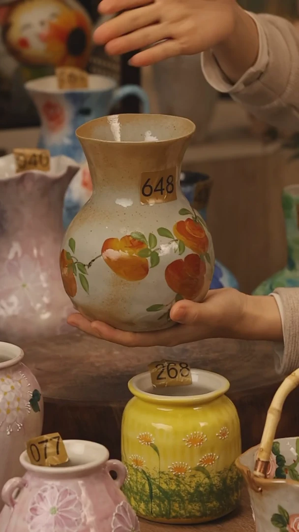 陶瓷景德镇设计师手作花器摆件侘寂风@M648@
