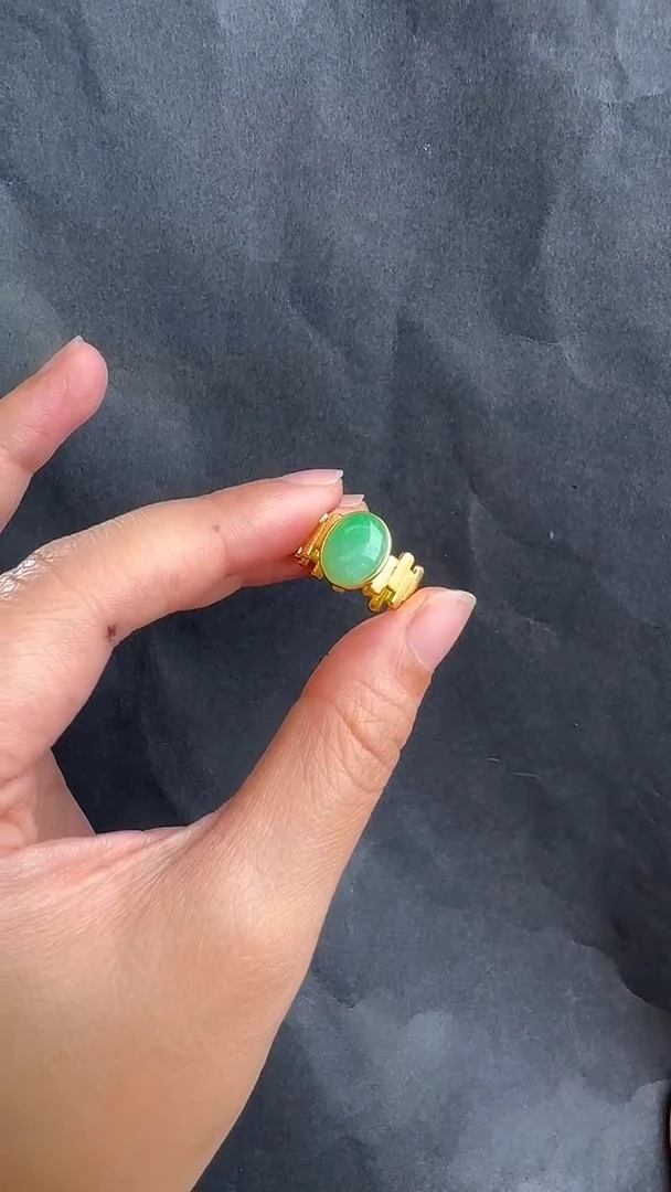 银S925镶嵌戒指翡翠戒指