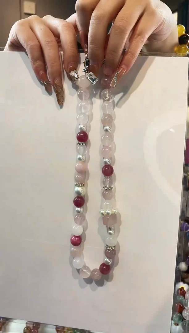 项链未镶嵌水晶粉水方糖多宝项链