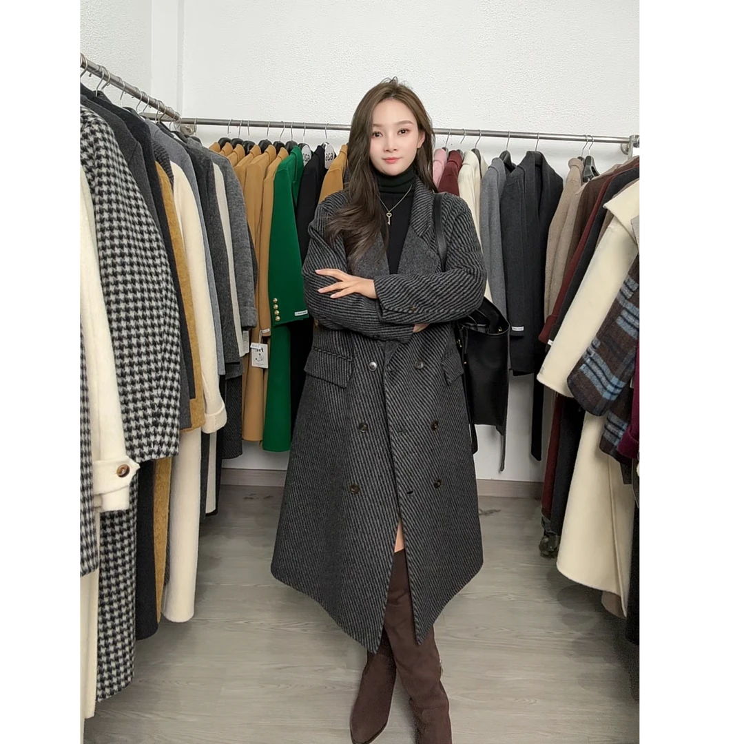 2025新款秋冬斜纹羊毛大衣外套女通勤时尚百搭款高贵气质