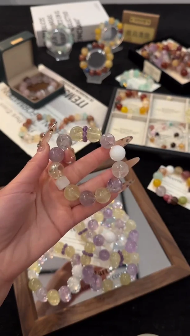 未镶嵌手链水晶紫黄x3109