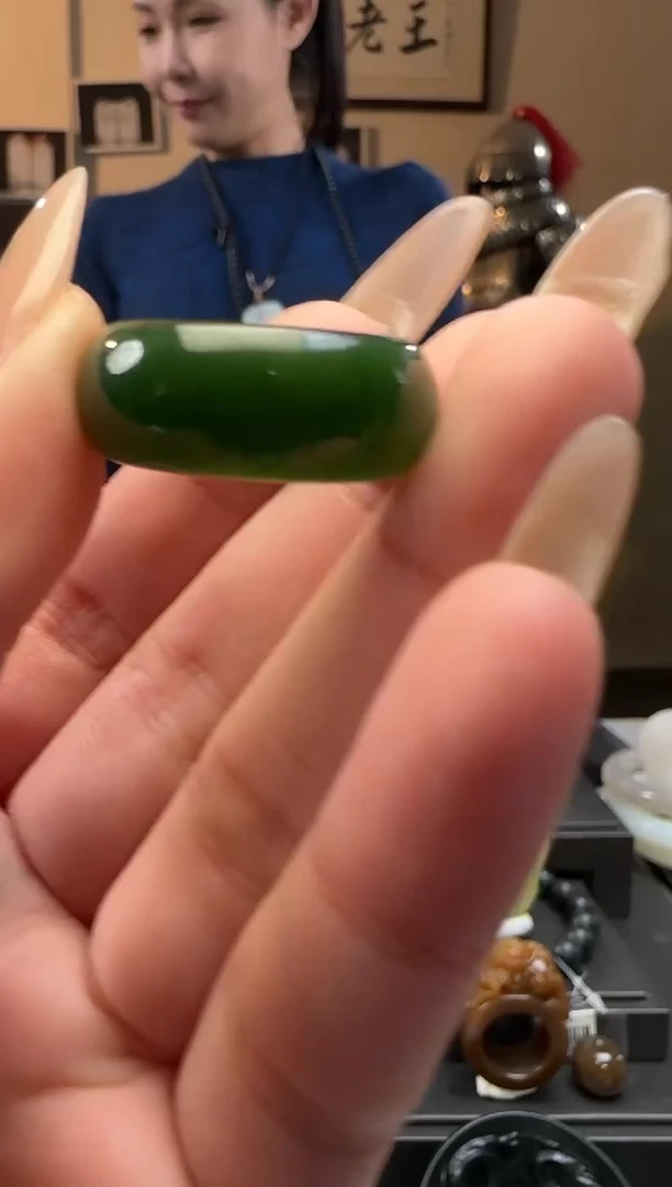 【闪购商品】和田玉碧玉戒指未镶嵌（19-21）