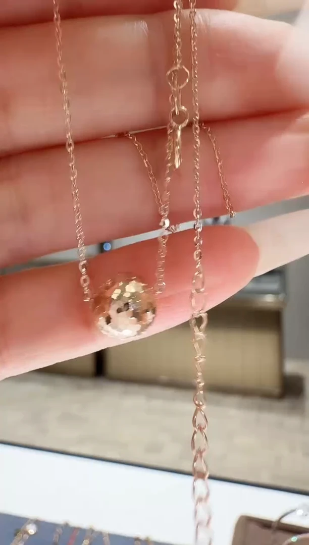 18K金项链车花球球项链