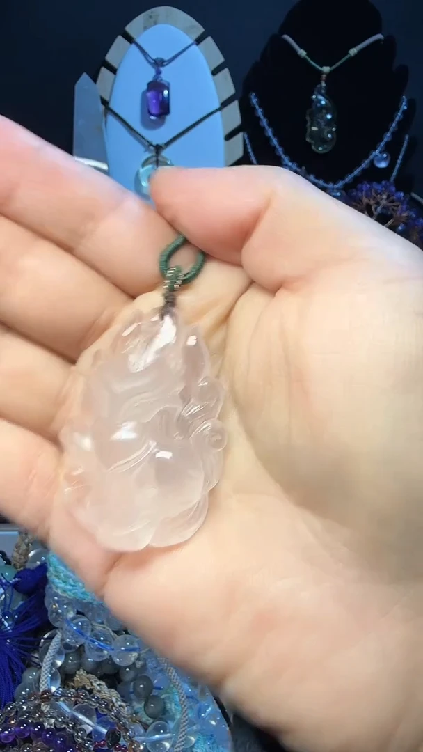 吊坠(不含链)未镶嵌芙蓉石天然粉水晶凤九吊坠