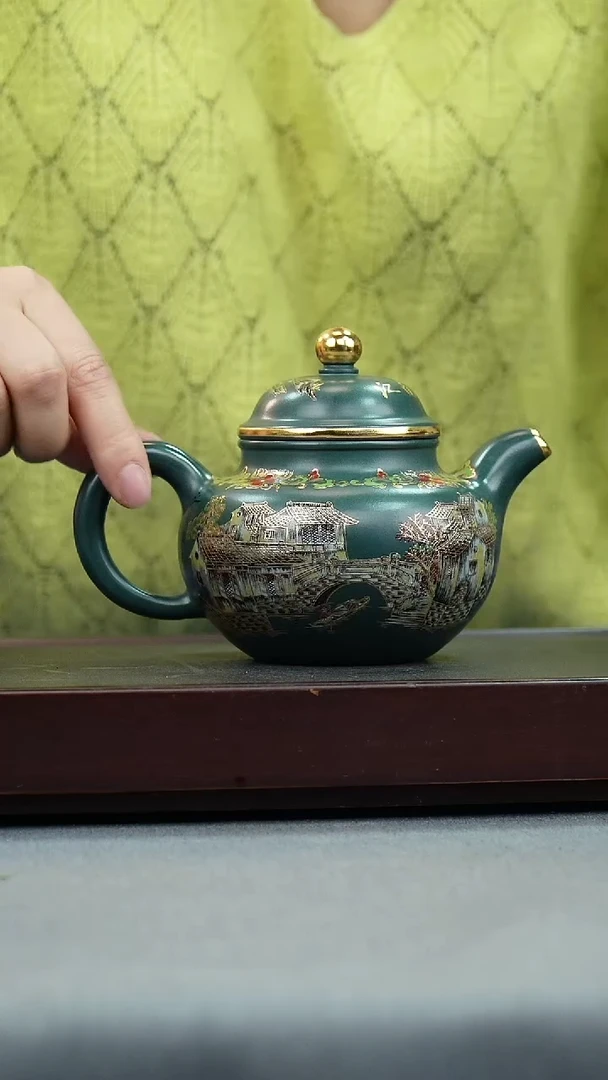 【闪购商品】紫砂茶壶苏门答腊青 掇球 珐琅彩