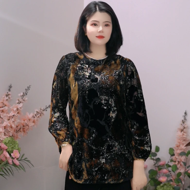 司缪【W5881】轻奢大码女装老钱风显瘦贵气圆领气质显瘦洋气上衣