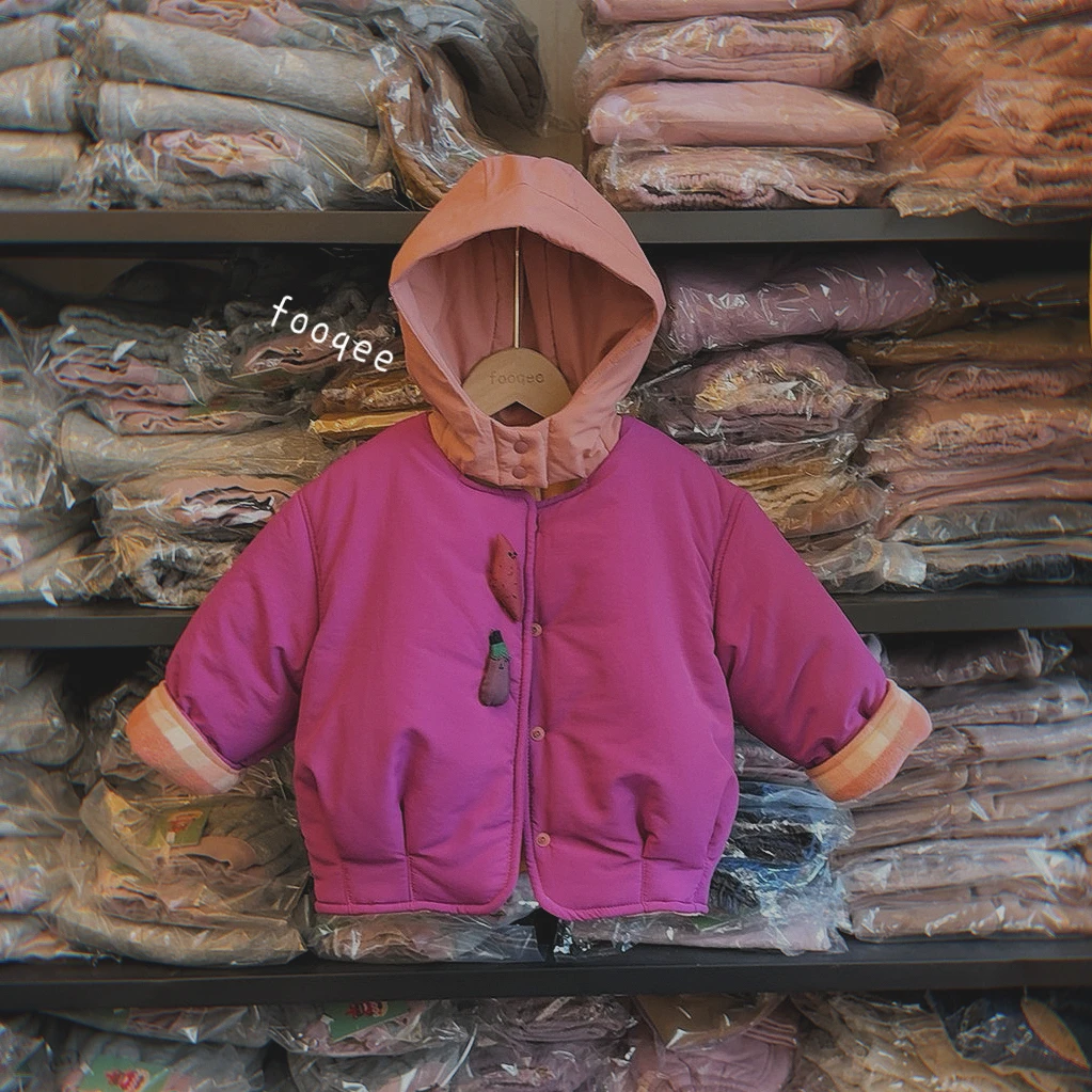 1066加绒加厚冬棉服红红火火撞色火龙果外套2