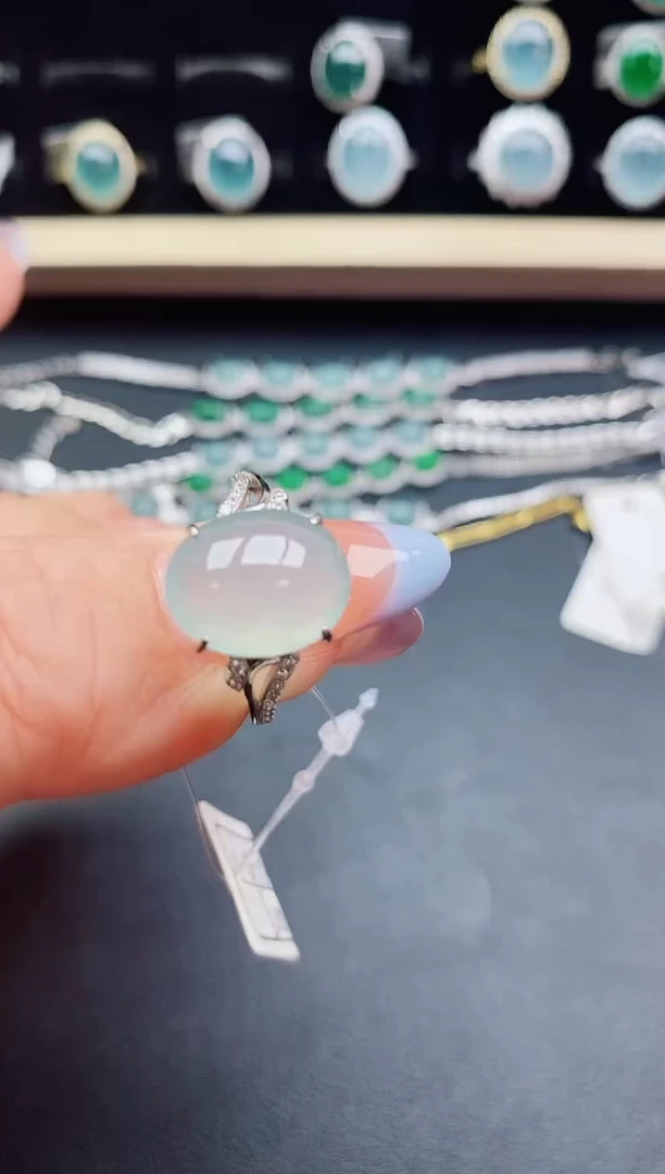 翡翠戒指银S925镶嵌231321