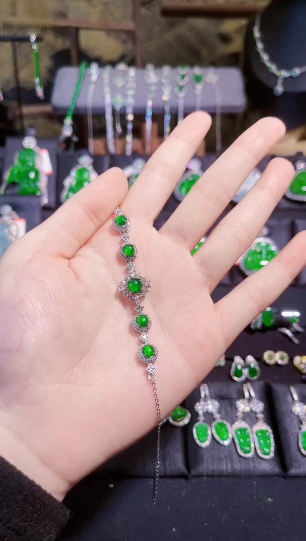 【闪购商品】翡翠手链银S925镶嵌蛋面手链