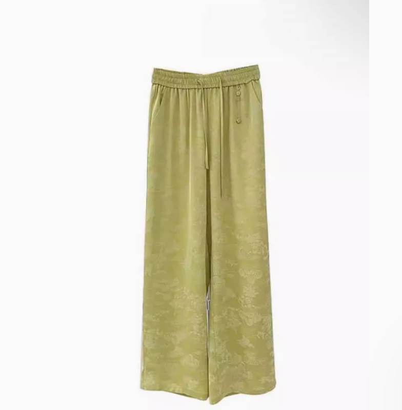 【江山裤】主播同款提花垂感新国风窄版直筒裤2024b1100-小源