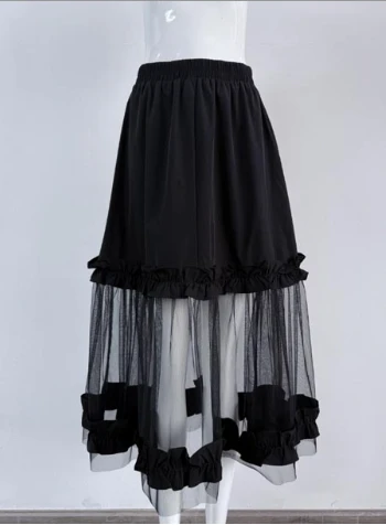 FONMEY梵迷黑色纱纱半裙