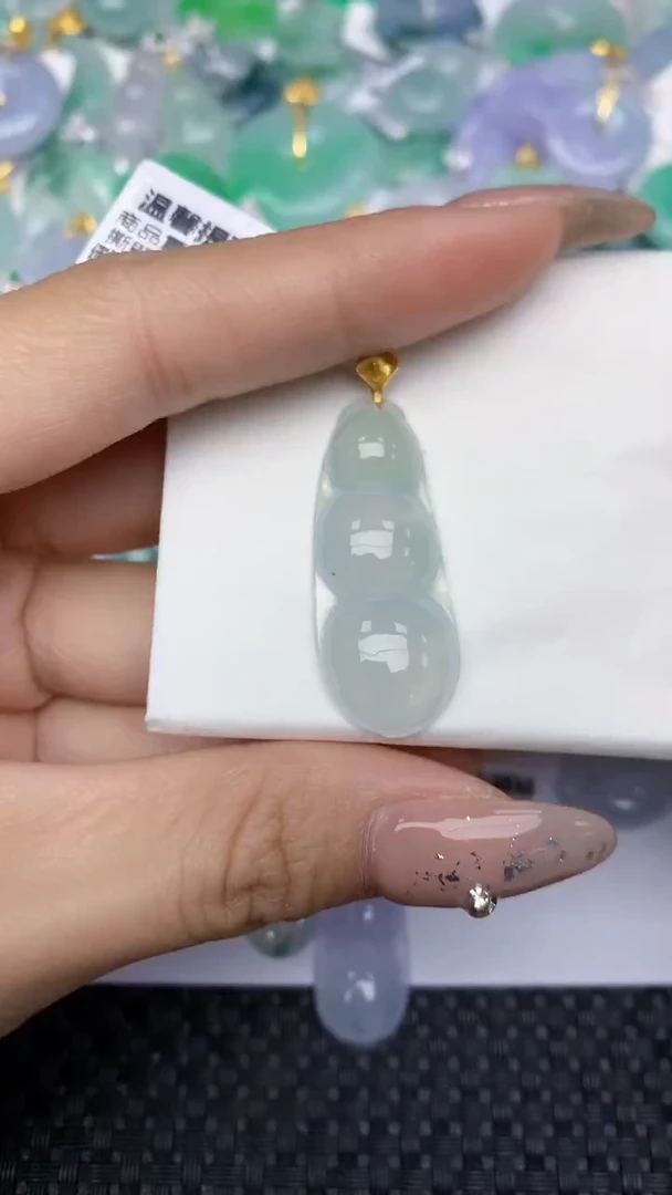 颈饰18K金镶嵌翡翠天然缅甸翡翠a货百元以上9元证书费自理