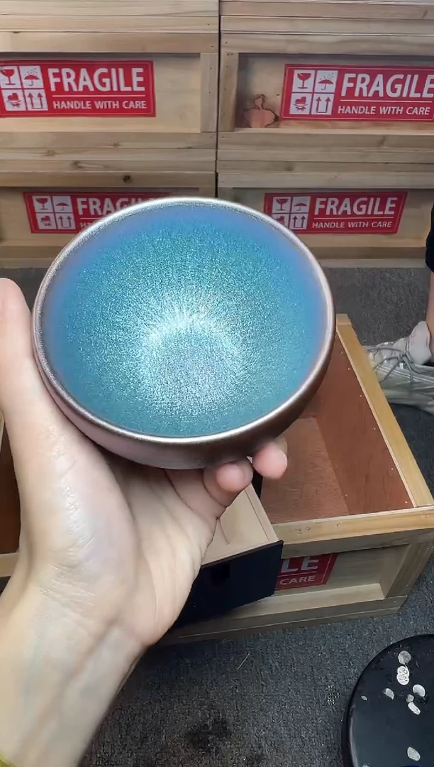 茶盏极光幻彩 蓝 建窑建盏主人杯