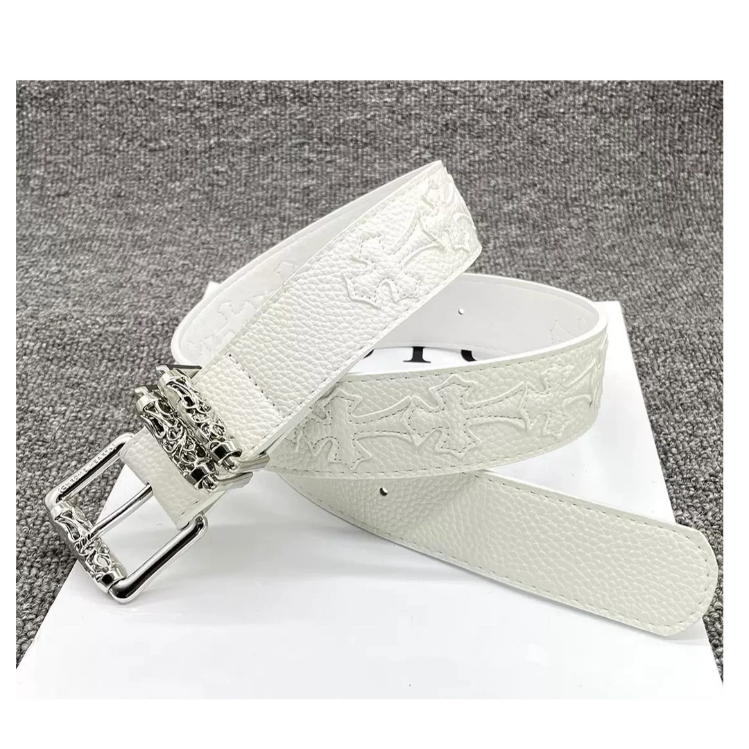 【RUI】现货白色刺绣十字架个性潮流复古皮带D0014