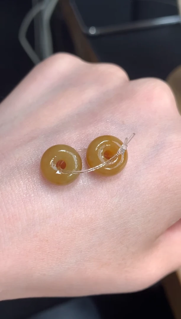 定制翡翠未镶嵌一对甜甜圈